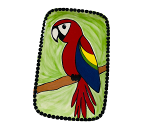 Orange Village Scarlet Macaw Plate