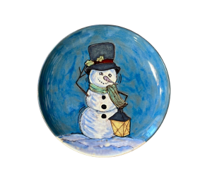 Orange Village Rustic Glazed Snowman