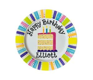 Orange Village Birthday Cake Plate