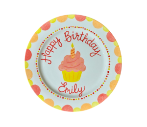 Orange Village Birthday Cupcake Plate